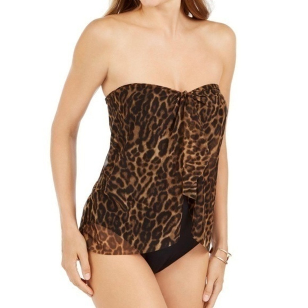 Lauren Ralph Lauren Leopard Print Flyaway One-Piece Swimsuit Brown size 6